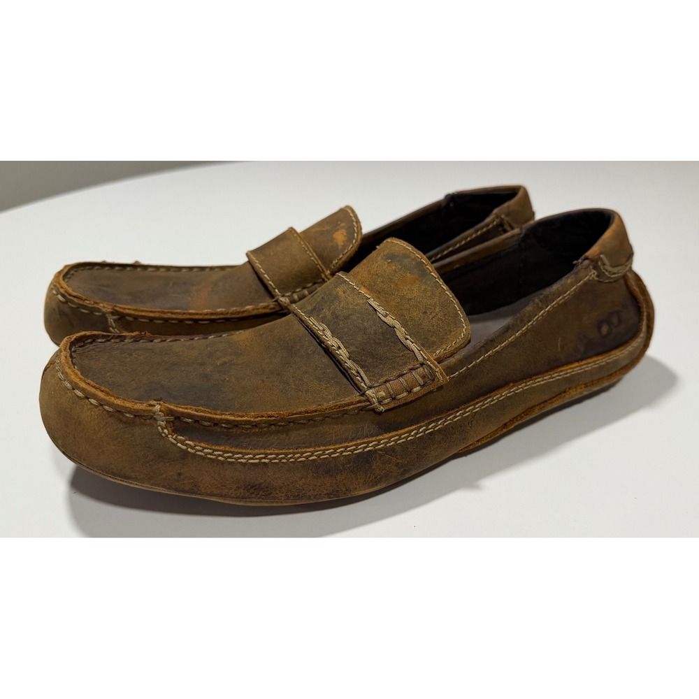 Bed Stu Mens Distressed Brown Leather Driving Loafers Penny Slip On Shoes 10.5